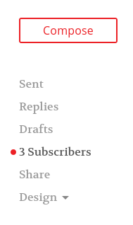 Subscribers count, 3, in Tinyletter service
