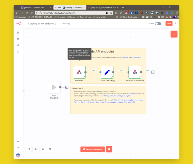 A n8n workflow open and ready for use