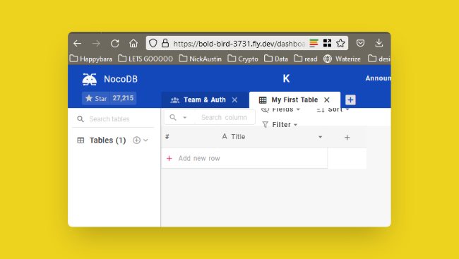 An open Nocodb table showing the interface - Excel on steroids