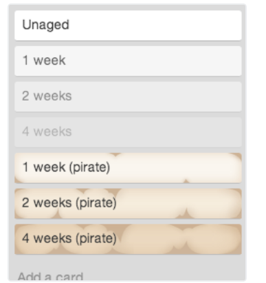 Trello card visual aging like old paper